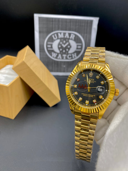 Premium Gold Stainless Steel Watch – Timeless Design with Date Window