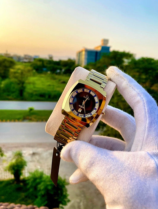 Luxury Diamond Bezel Men’s Wristwatch – Elegant Design Doubel Lock