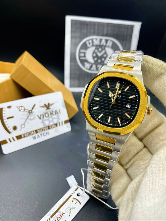 Luxury Two-Tone Stainless Steel Men’s Watch with Date Display